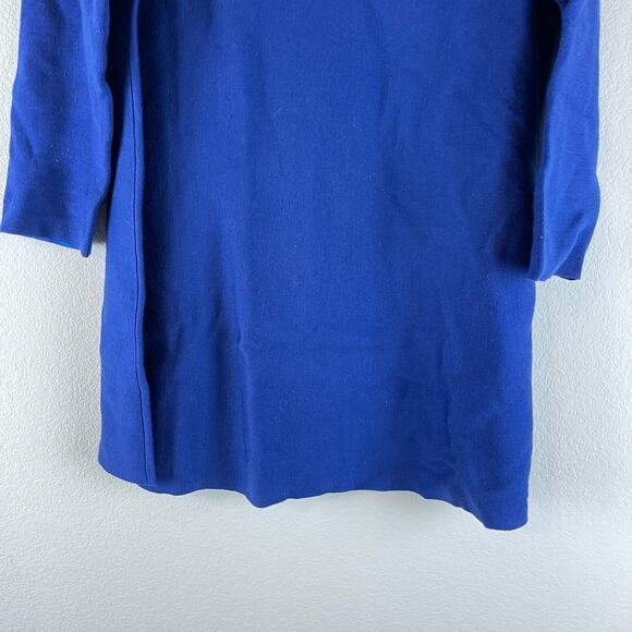 Cos Wool Blend Tunic Sweater Womens Medium Blue Boatneck 3/4 Sleeves Modern - Picture 3 of 11